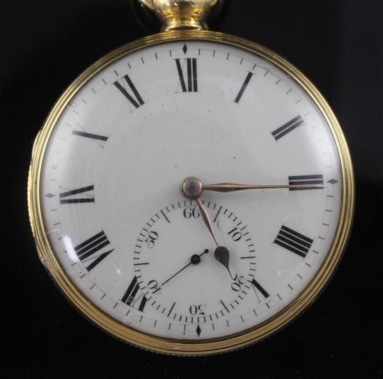 A George III 18ct gold keywind cylinder (possible conversion) pocket watch by Dwerrihouse & Carter, London,